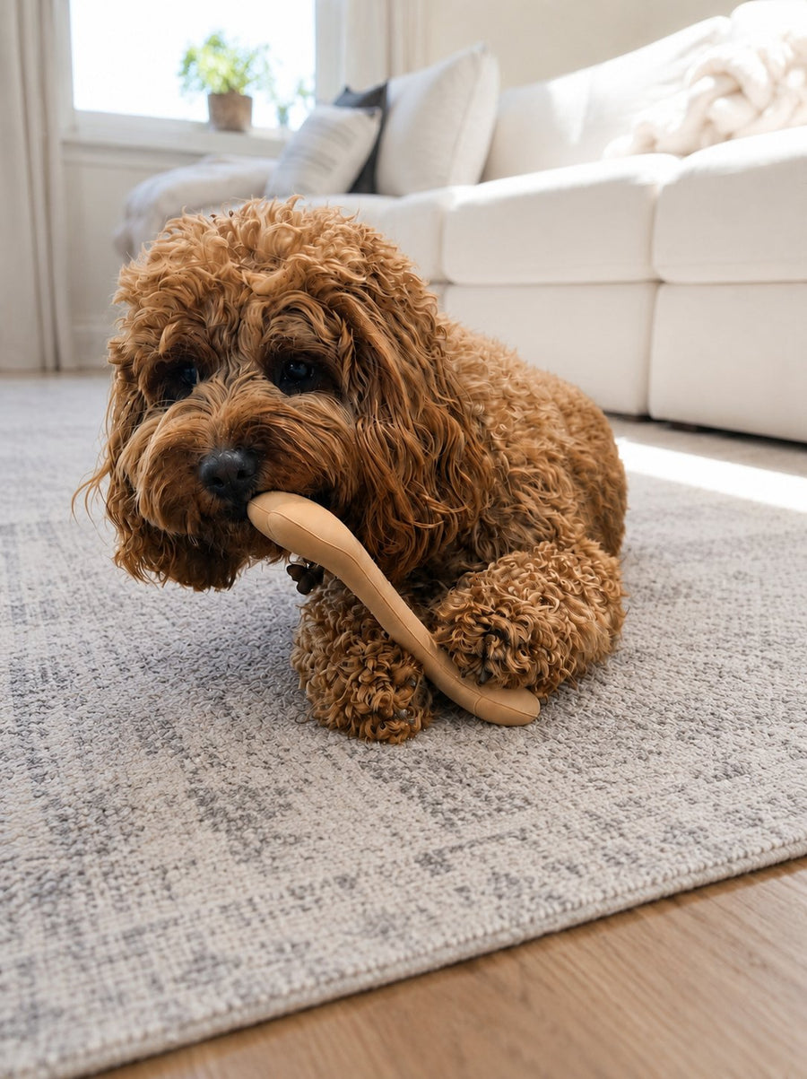 An Oodle playing with the Everyday Small Chew Bone from The Oodle Club