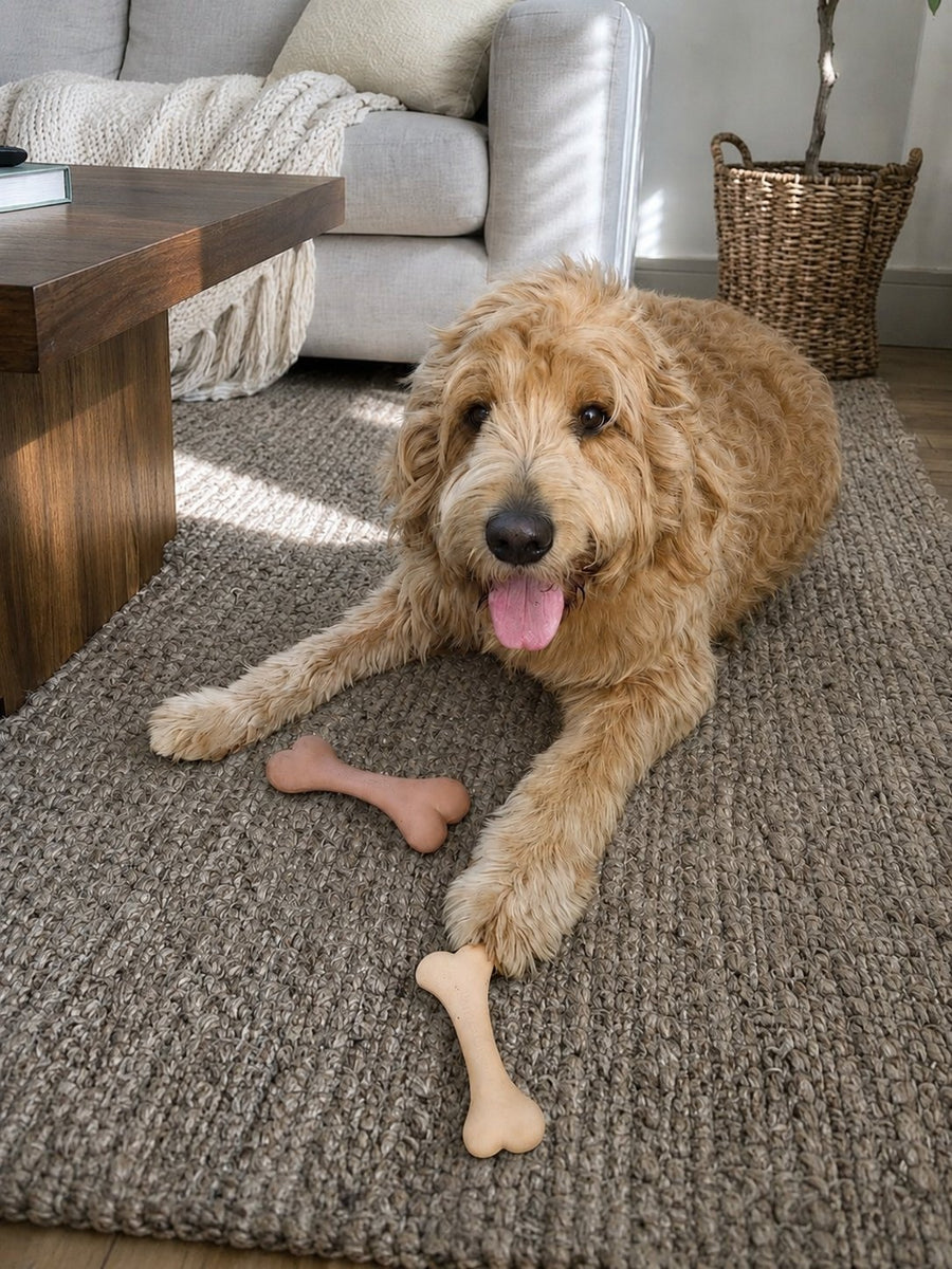 An Oodle playing with the Everyday Big Chew Bone from The Oodle Club