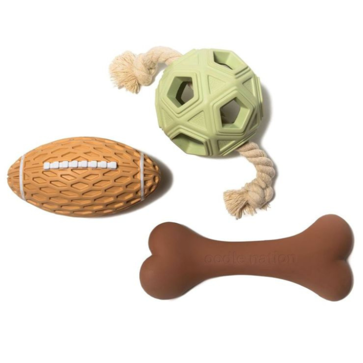 Big Oodle Play Pack – natural rubber dog toy for Oodles by The Oodle Club