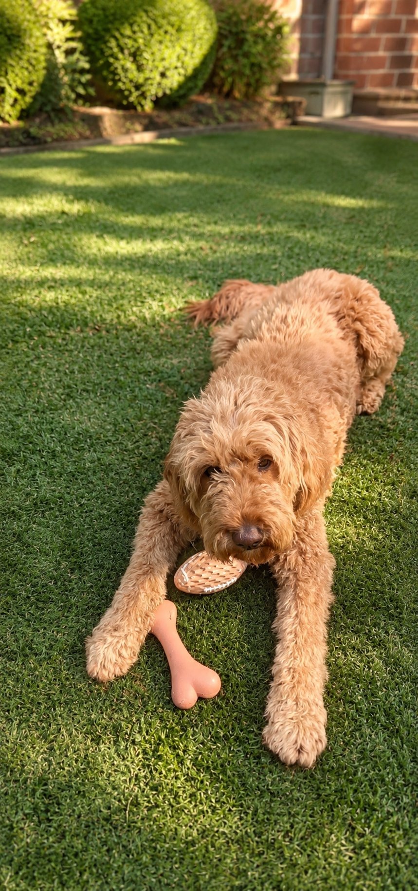 An Oodle playing with the Everyday Big Chew Bone from The Oodle Club