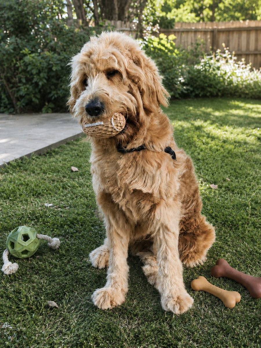 An Oodle playing with the Big Squeaky Footy from The Oodle Club