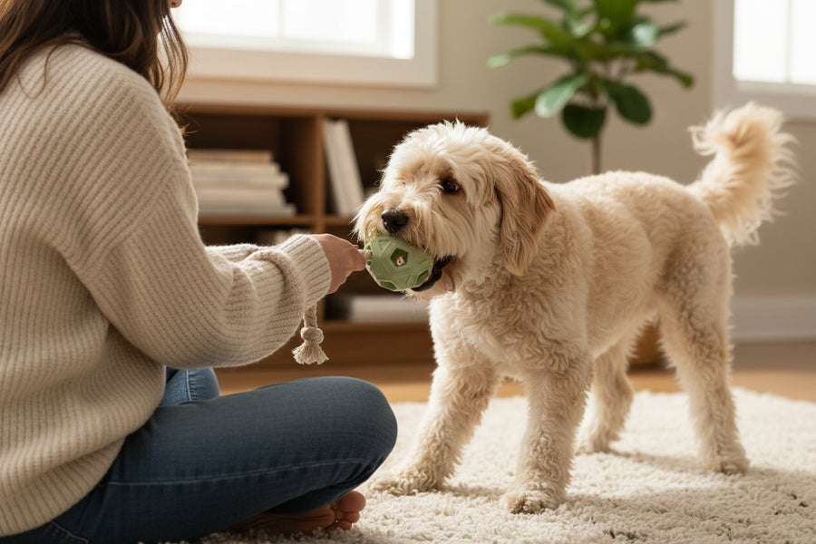 An Oodle playing with the Tug and Tumble from The Oodle Club